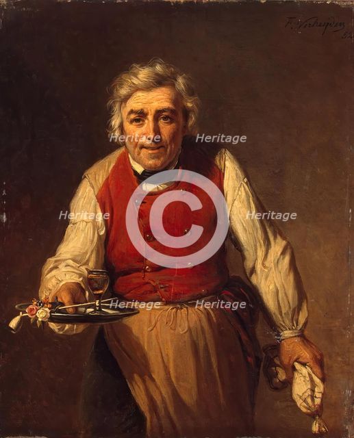 Servant with a Tray, 1852. Creator: François Verheyden.