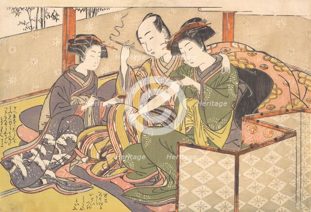 Servant Applying Medicinal to Geisha's Arm, late 18th century. Creator: Kitao Shigemasa.
