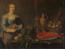 Servant by a Larder Table, c.1635-c.1645. Creator: Anon