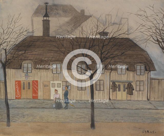 Servant-Girl and Policeman, 1905. Creator: Ivar Arosenius.