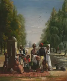Servants at a Pump, ca. 1840. Creator: Nicolino Calyo