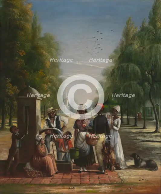 Servants at a Pump, ca. 1840. Creator: Nicolino Calyo.