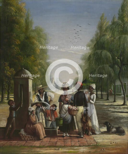 Servants at a Pump, ca. 1840. Creator: Nicolino Calyo.