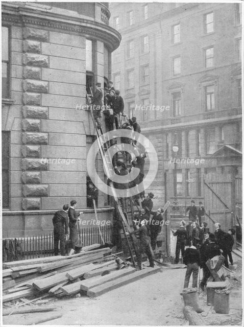 Servants' fire brigade at the Hotel Cecil, London, c1903 (1903). Artist: Unknown.