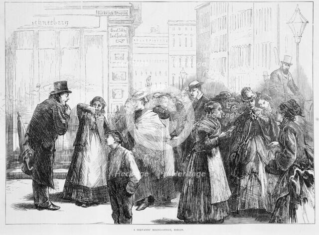 Servants' hiring office, Berlin, Germany, 1874. Artist: Unknown