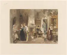 Servants of a castle united in a front room, 1870. Creator: Charles Rochussen