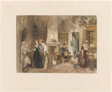 Servants of a castle united in a front room, 1870. Creator: Charles Rochussen