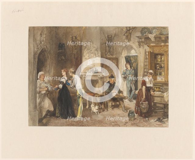 Servants of a castle united in a front room, 1870. Creator: Charles Rochussen.