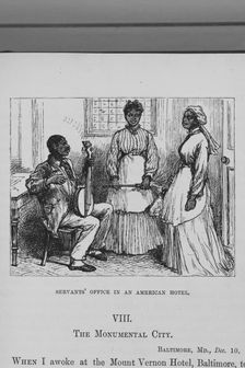 Servants office in an American hotel; [Mount Vernon Hotel, Baltimore, MD], 1882. Creator: Unknown