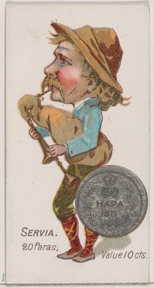 Servia, 20 Paras, from the series Coins of All Nations (N72, variation 1) for Duke brand c..., 1889. Creator: Unknown