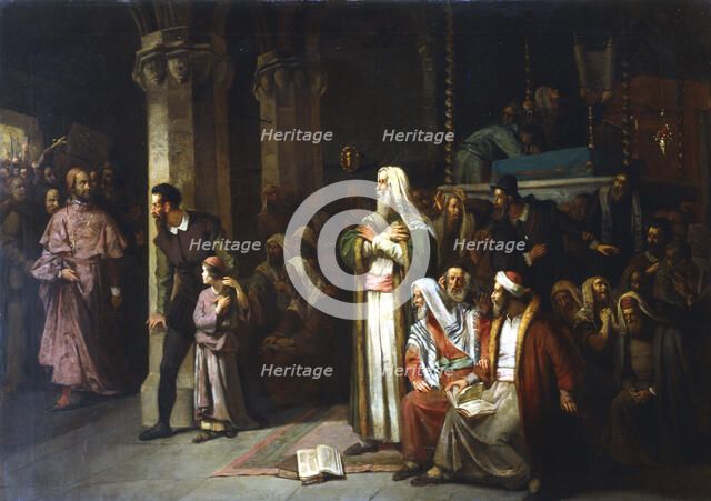 Service in the Synagogue during the reading from the Torah, 1868. Artist: Unknown