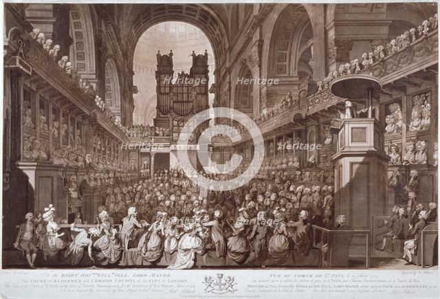 Service of thanksgiving in St Paul's Cathedral, City of London, 1789 (1790).                         Artist: Robert Pollard