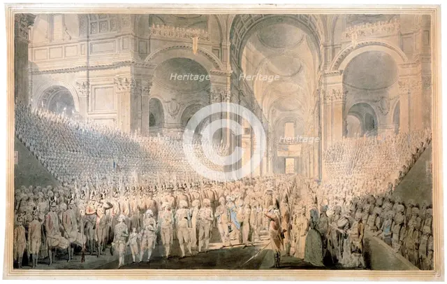 Service of thanksgiving in St Paul's Cathedral, City of London, 1789.                    Artist: Anon