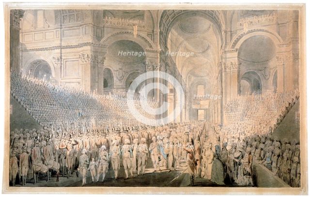 Service of thanksgiving in St Paul's Cathedral, City of London, 1789.                    Artist: Anon
