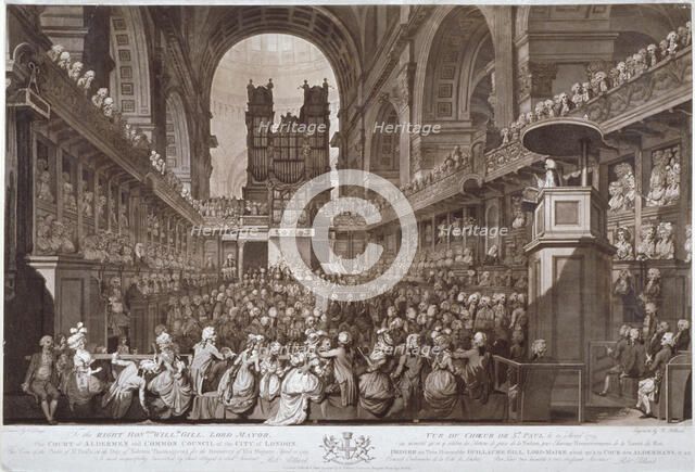 Service of thanksgiving in St Paul's Cathedral, City of London, 1789 (1790).                         Artist: Robert Pollard