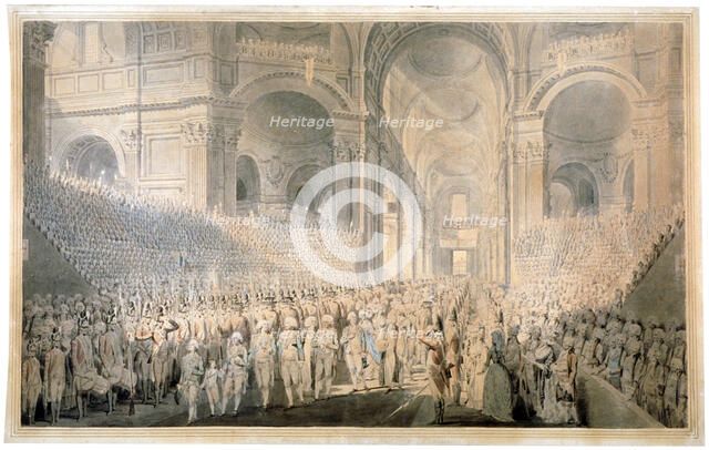 Service of thanksgiving in St Paul's Cathedral, City of London, 1789.                    Artist: Anon
