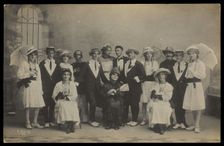 Servicemen in Malta performing a play, some in drag, c1918. Creator: R Ellis