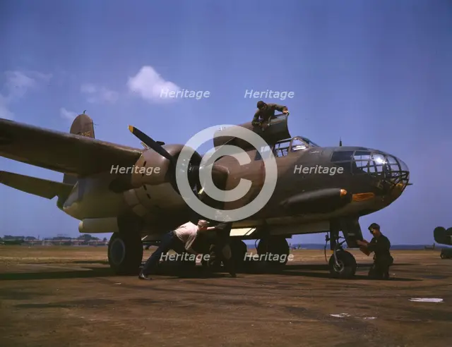 Servicing [an] A-20 bomber, Langley Field, Va., 1942. Creator: Alfred T Palmer.