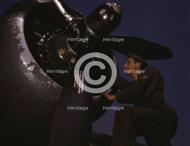 Servicing [an] A-20 bomber, Langley Field, Va., 1942. Creator: Alfred T Palmer.