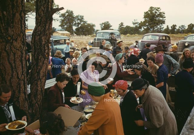 Serving up the barbeque at the Pie Town, New Mexico, Fair, 1940. Creator: Russell Lee.