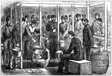 Serving out porter on a troop-ship, 1878