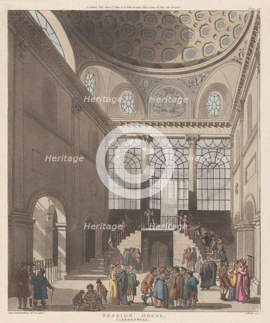 Session House, Clerkenwell, June 1, 1809., June 1, 1809. Creator: J. Bluck.