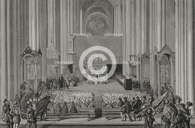 Session of the Council of Trent in 1555, (1877).  Creator: Jules Jean Marie Joseph Huyot.