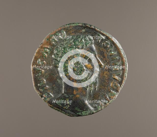 Sestertius Coin of Marcus Aurelius. Head of Marcus Aurelius, about A.D. 180.  Creator: Unknown.