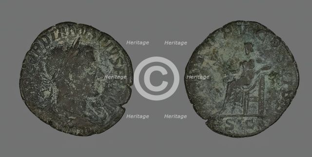 Sestertius (Coin) Portraying a Roman Emperor, 238-244. Creator: Unknown.