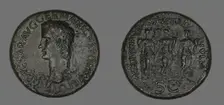 Sestertius (Coin) Portraying Germanicus, 37-38. Creator: Unknown