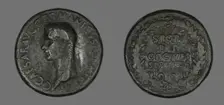 Sestertius (Coin) Portraying Germanicus, 37-38. Creator: Unknown
