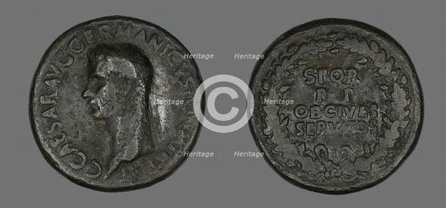 Sestertius (Coin) Portraying Germanicus, 37-38. Creator: Unknown.