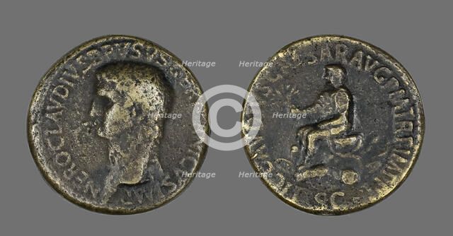 Sestertius (Coin) Portraying Drusus, 43. Creator: Unknown.