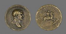 Sestertius (Coin) Portraying Emperor Trajan Conquering Dacia, 104-107. Creator: Unknown