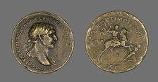Sestertius (Coin) Portraying Emperor Trajan Conquering Dacia, 104-107. Creator: Unknown