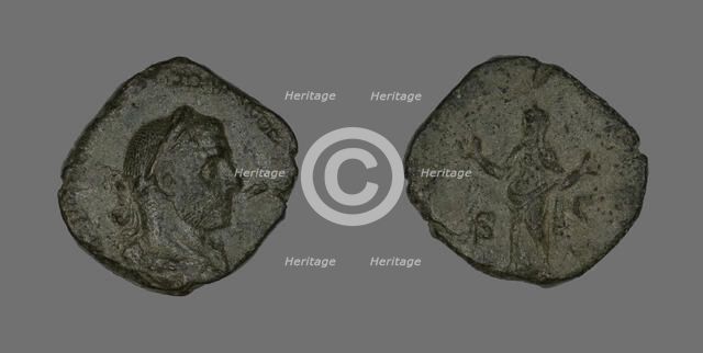 Sestertius (Coin) Portraying Emperor Trebonianus Gallus, 251-253. Creator: Unknown.