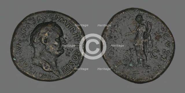 Sestertius (Coin) Portraying Emperor Vespasian, 69-79. Creator: Unknown.