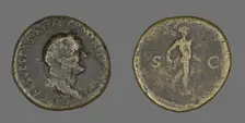 Sestertius (Coin) Portraying Emperor Vespasian, 71. Creator: Unknown