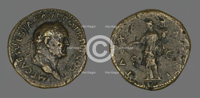 Sestertius (Coin) Portraying Emperor Vespasian, 71. Creator: Unknown.