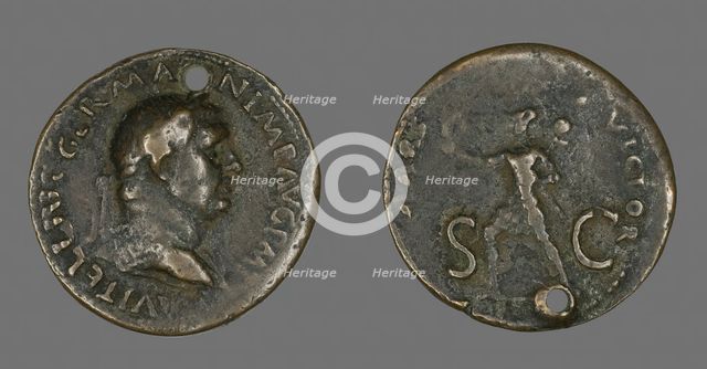 Sestertius (Coin) Portraying Emperor Vitellius, 69. Creator: Unknown.