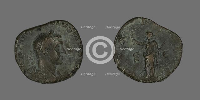 Sestertius (Coin) Portraying Emperor Volusian, 251-253. Creator: Unknown.