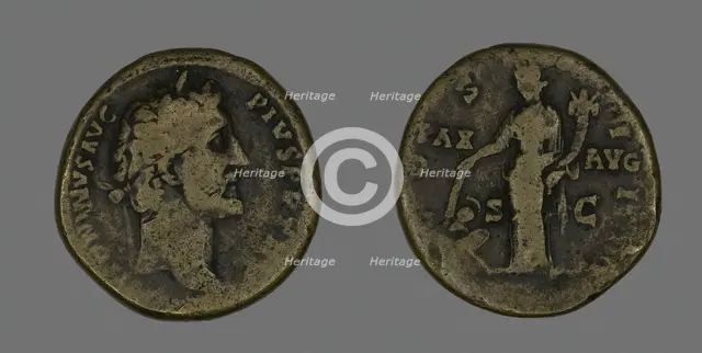 Sestertius (Coin) Portraying Emperor Antoninus Pius, 141-161. Creator: Unknown.