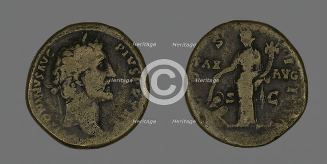Sestertius (Coin) Portraying Emperor Antoninus Pius, 141-161. Creator: Unknown.