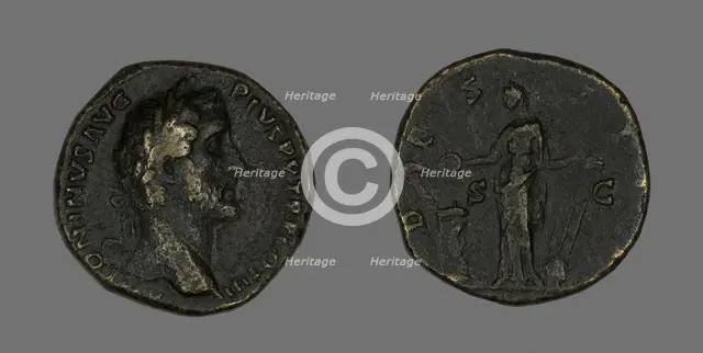 Sestertius (Coin) Portraying Emperor Antoninus Pius, 144. Creator: Unknown.