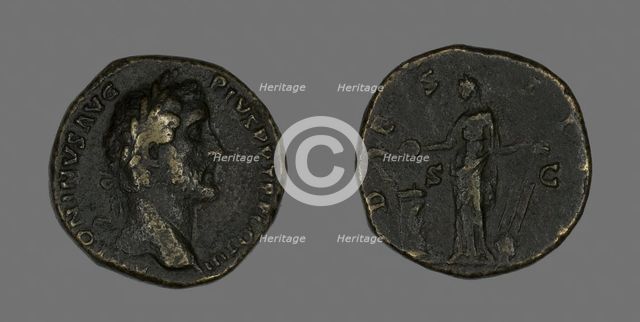 Sestertius (Coin) Portraying Emperor Antoninus Pius, 144. Creator: Unknown.