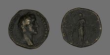Sestertius (Coin) Portraying Emperor Antoninus Pius, 144. Creator: Unknown