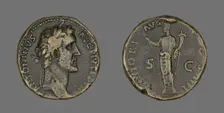 Sestertius (Coin) Portraying Emperor Antoninus Pius, 145-156. Creator: Unknown