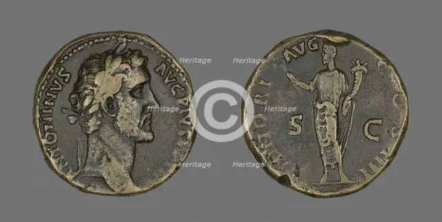 Sestertius (Coin) Portraying Emperor Antoninus Pius, 145-156. Creator: Unknown.