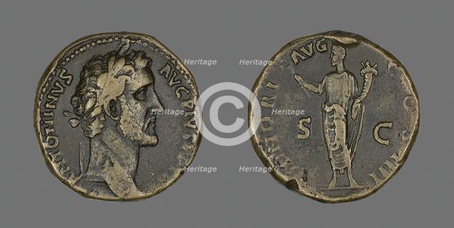 Sestertius (Coin) Portraying Emperor Antoninus Pius, 145-156. Creator: Unknown.