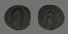 Sestertius (Coin) Portraying Emperor Antoninus Pius, 155-156. Creator: Unknown
